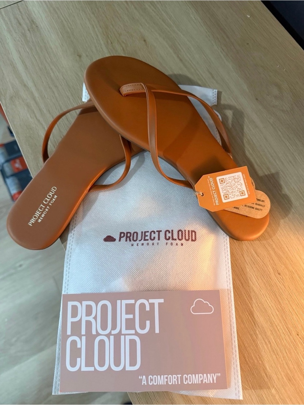 Project Cloud Women's Minimalist Orange Thong Sandals